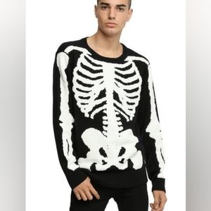 Rare Iron Fist Wishbone Intarsia Knit Skeleton Unisex Sweater
